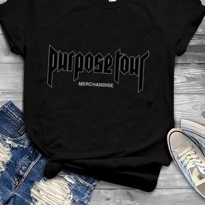 Justin Bieber Purpose Tour Merch 2016  Black Merchandise Shirt